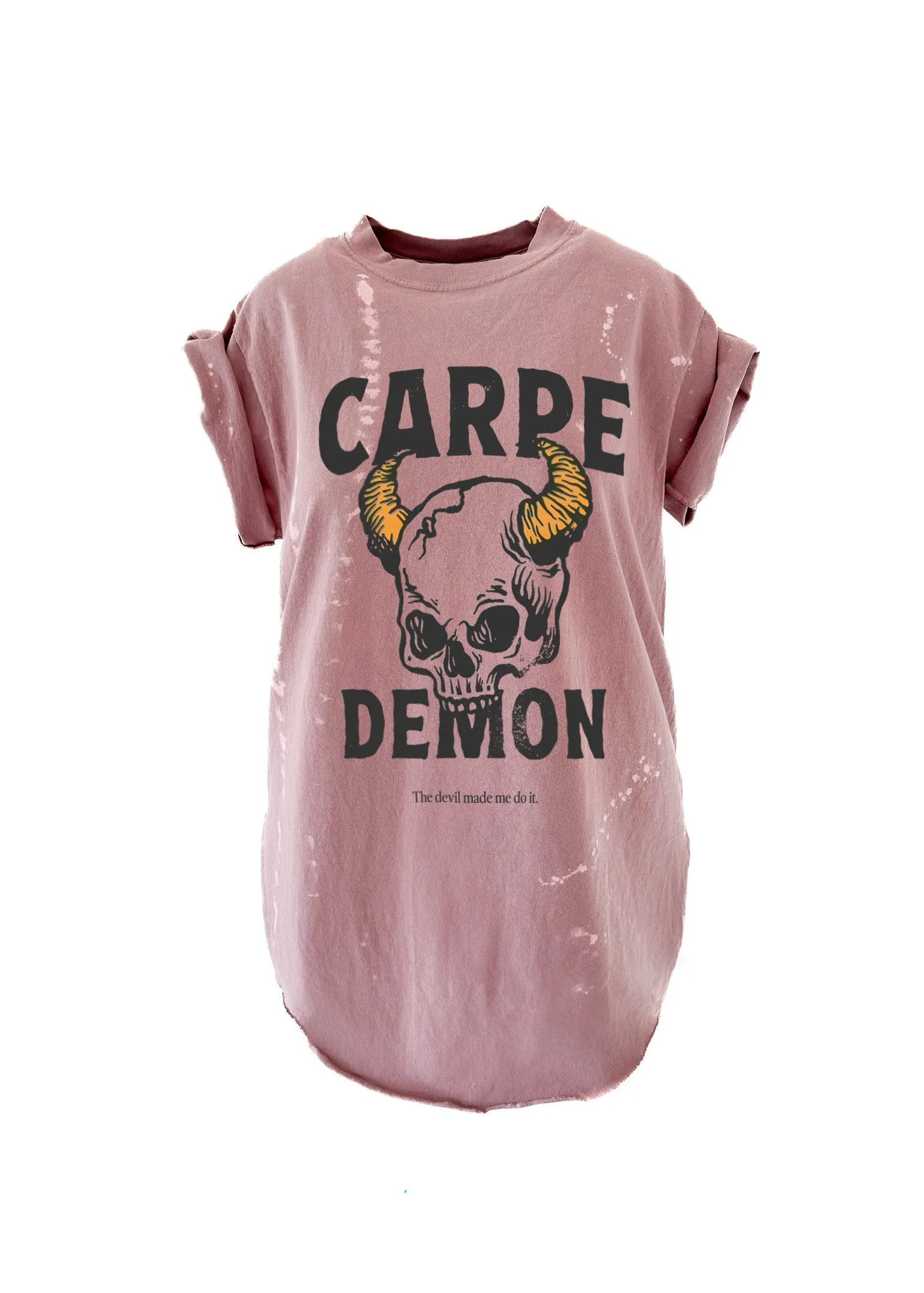 CARPE DEMON BLEACHED OUT SIDE SLIT TEE