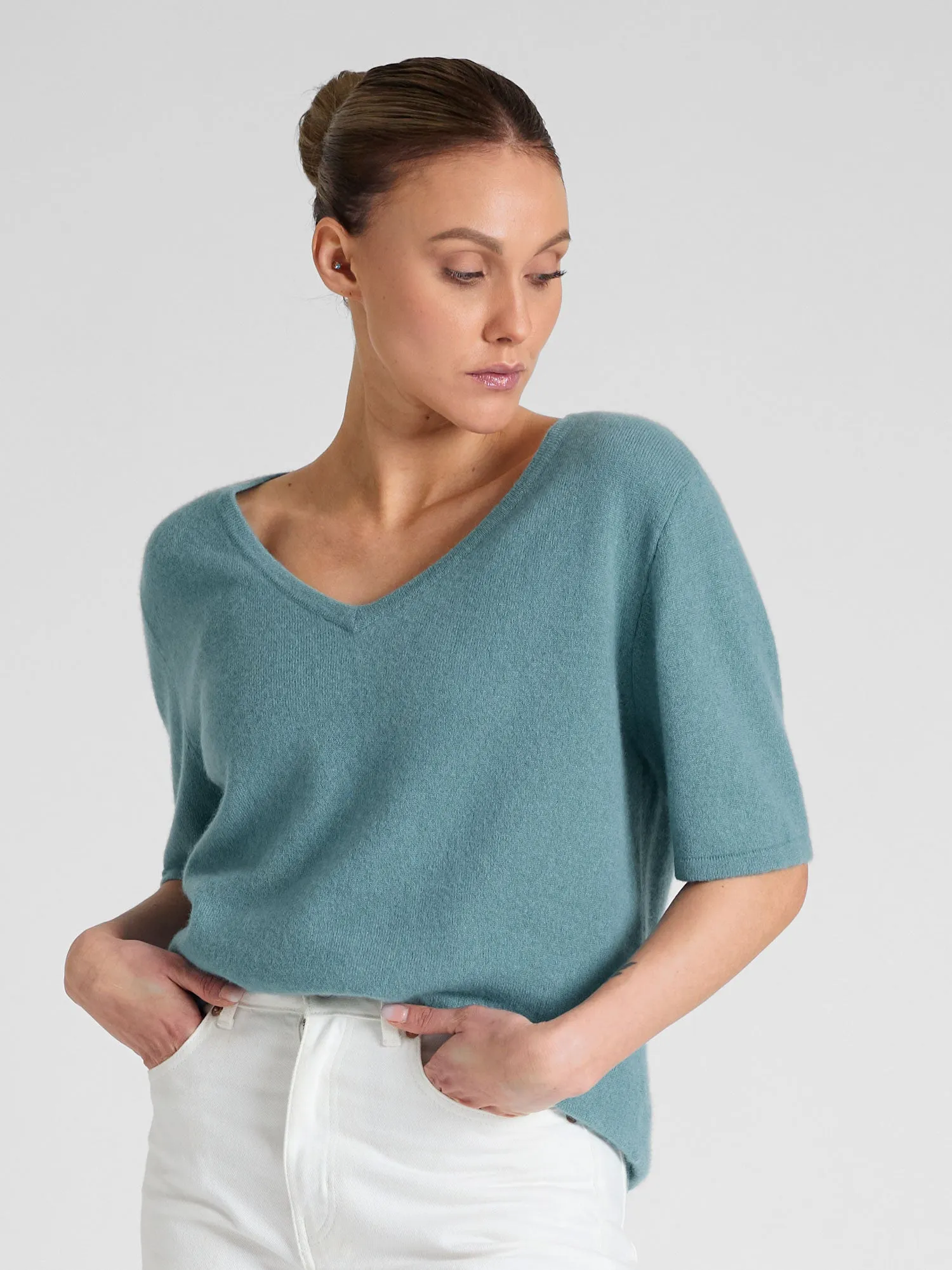 Cashmere T-shirt "Iben" - arctic