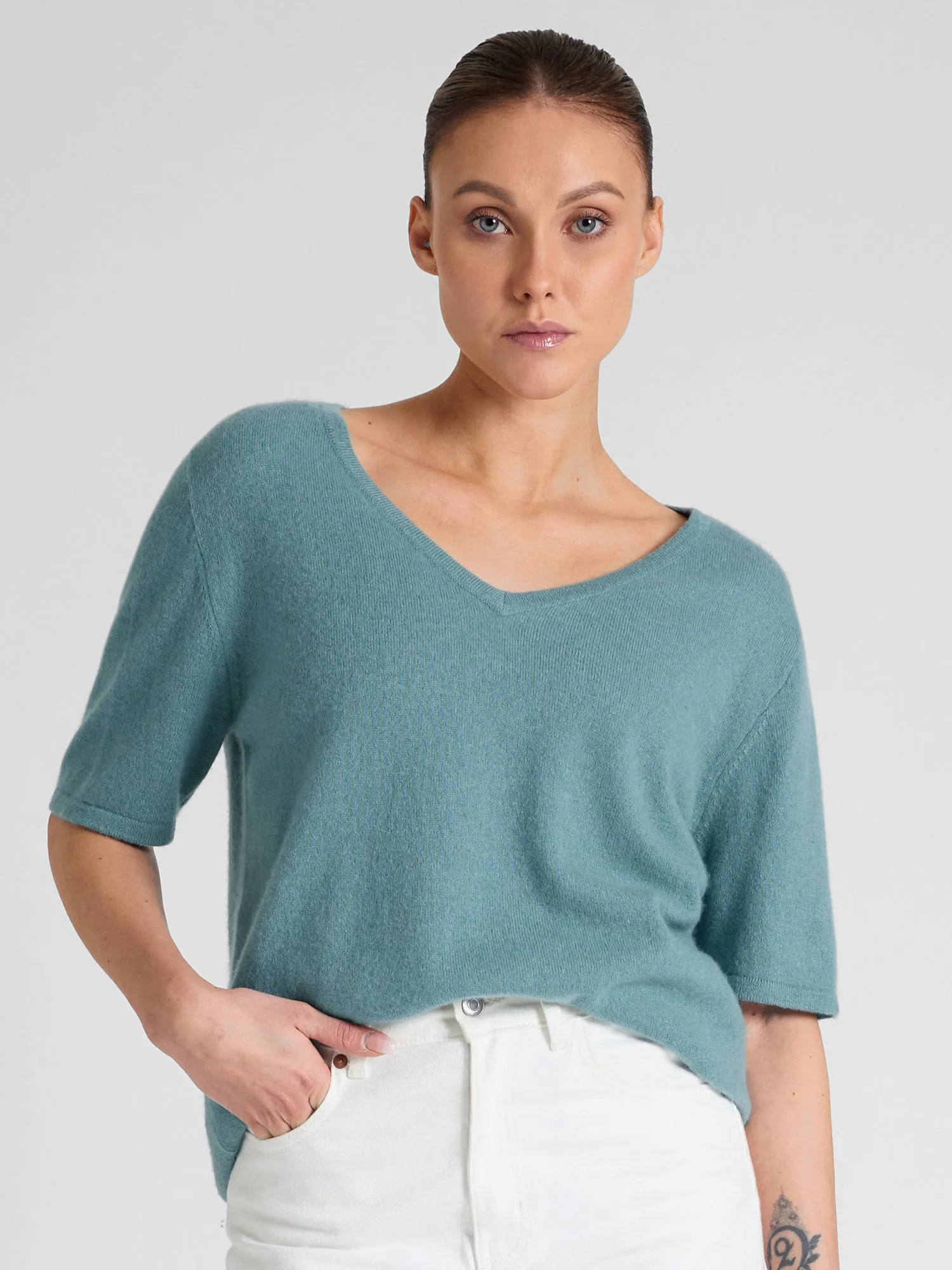 Cashmere T-shirt "Iben" - arctic