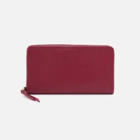 Cass Large Wallet In Pebbled Leather - Wine