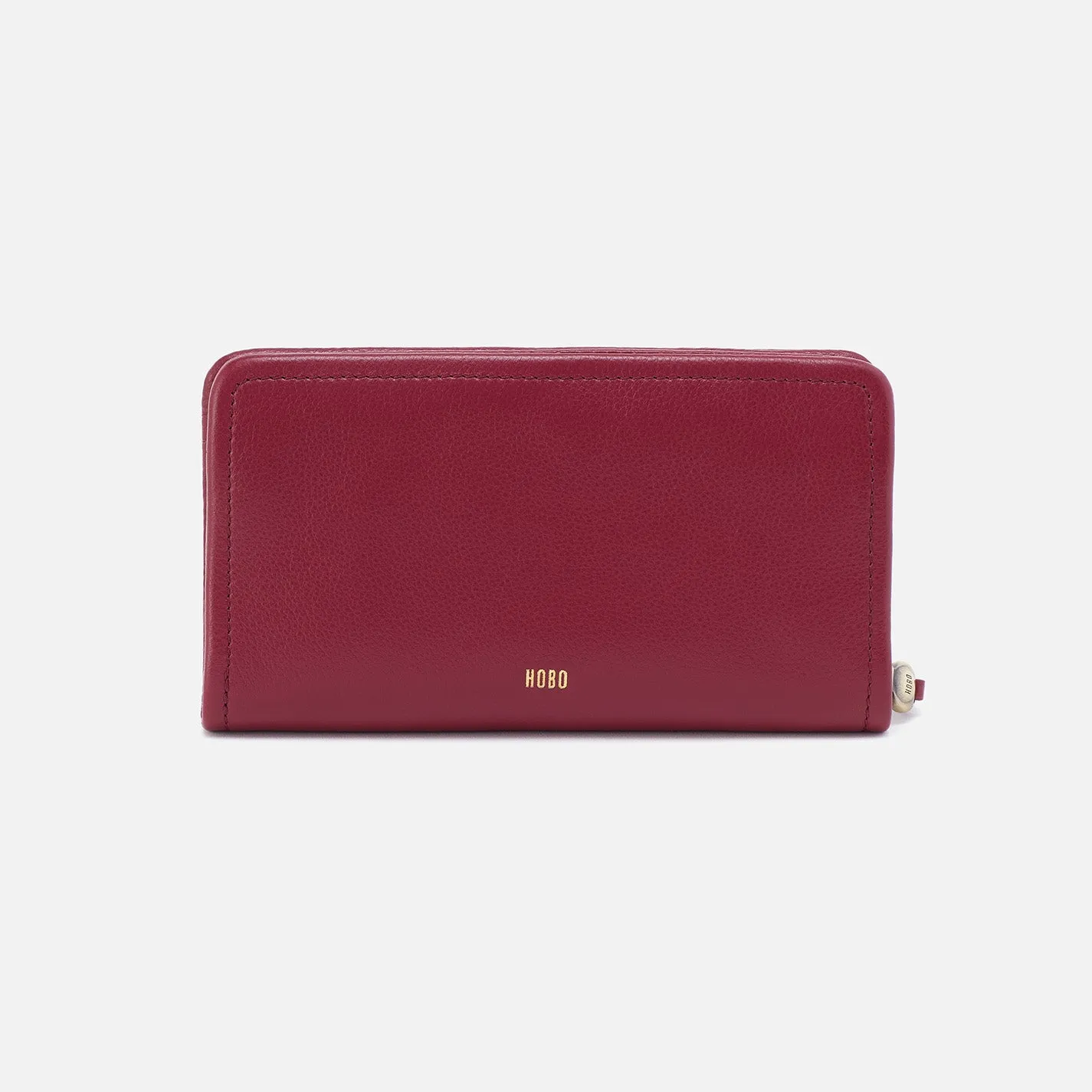 Cass Large Wallet In Pebbled Leather - Wine