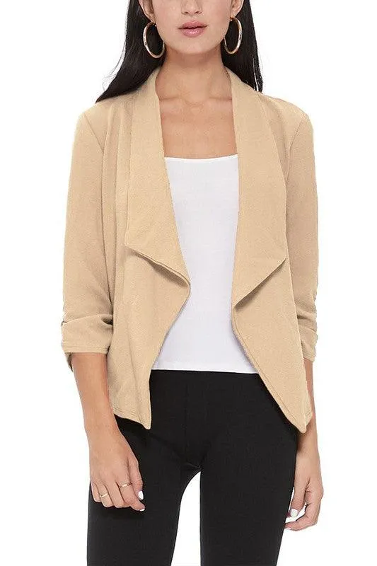 Casual Open Front Waist Length Blazer Womens