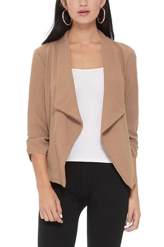 Casual Open Front Waist Length Blazer Womens