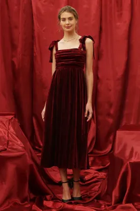 Cavalier Velvet Dress - Burgundy