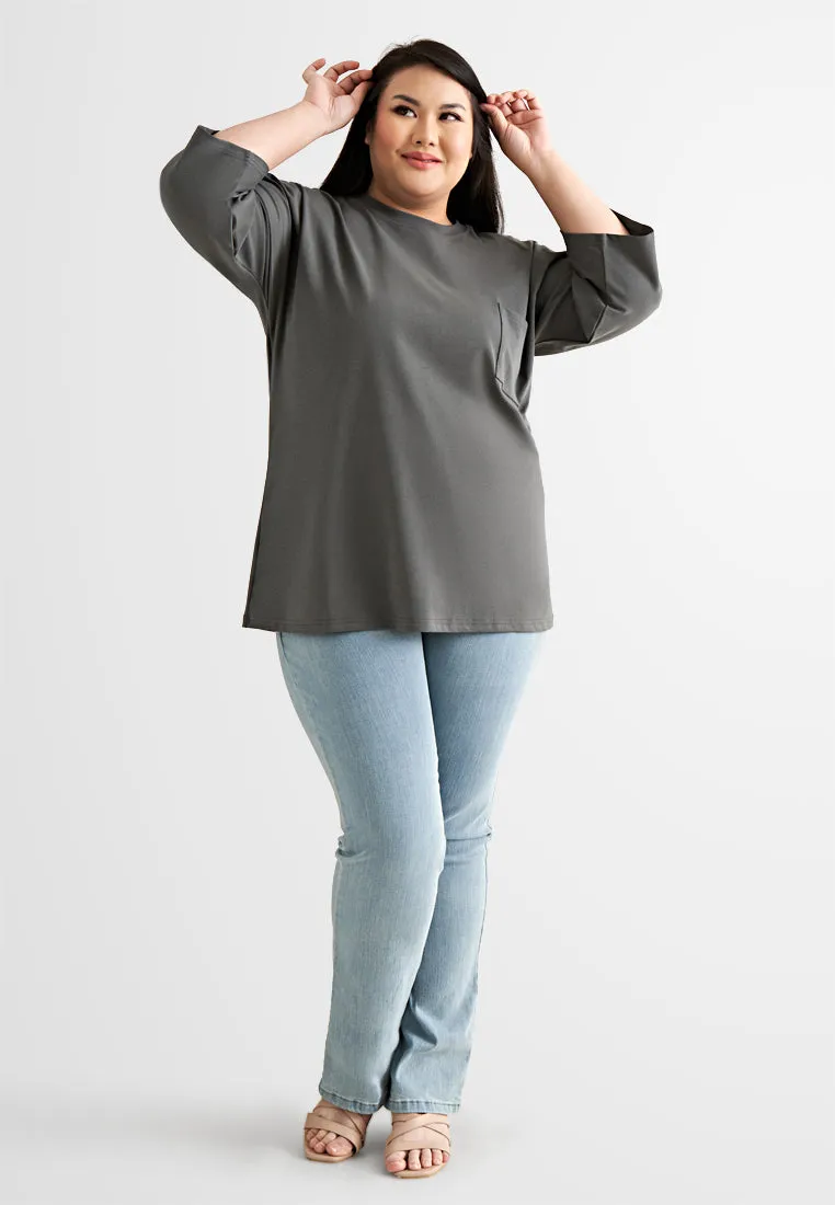 Cavina CLASSIC FINE 3/4 Sleeves Boxy Tee