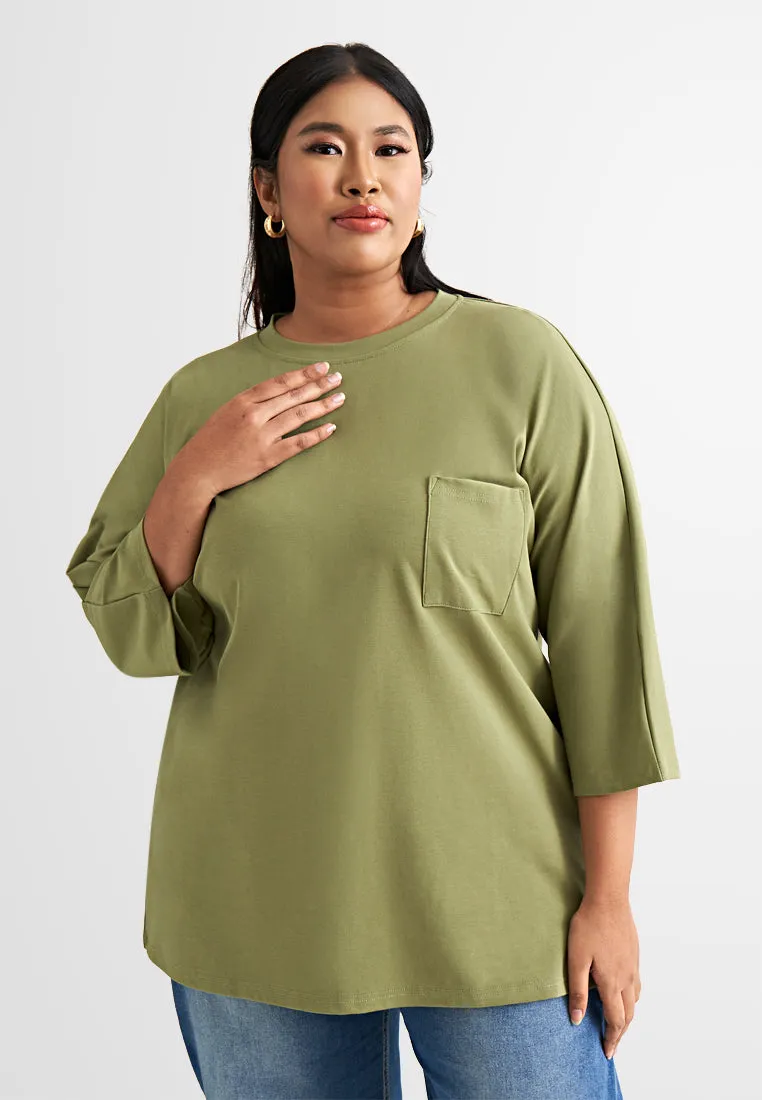 Cavina CLASSIC FINE 3/4 Sleeves Boxy Tee