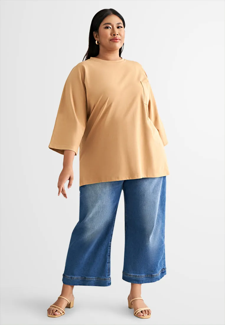 Cavina CLASSIC FINE 3/4 Sleeves Boxy Tee