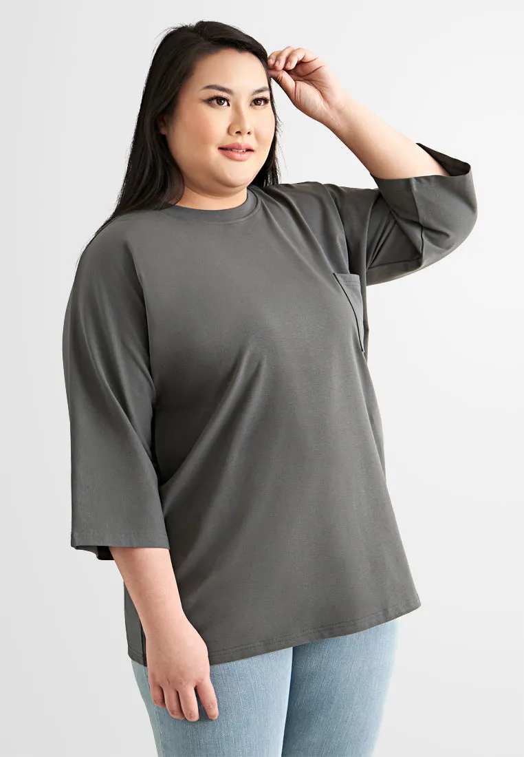 Cavina CLASSIC FINE 3/4 Sleeves Boxy Tee