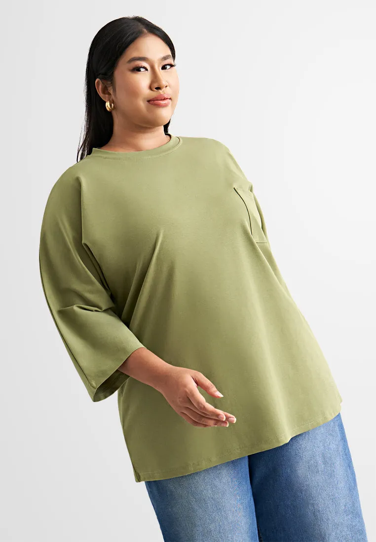 Cavina CLASSIC FINE 3/4 Sleeves Boxy Tee