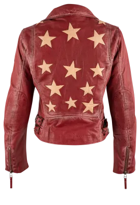 Christy Lamb Leather Moto Stars Jacket