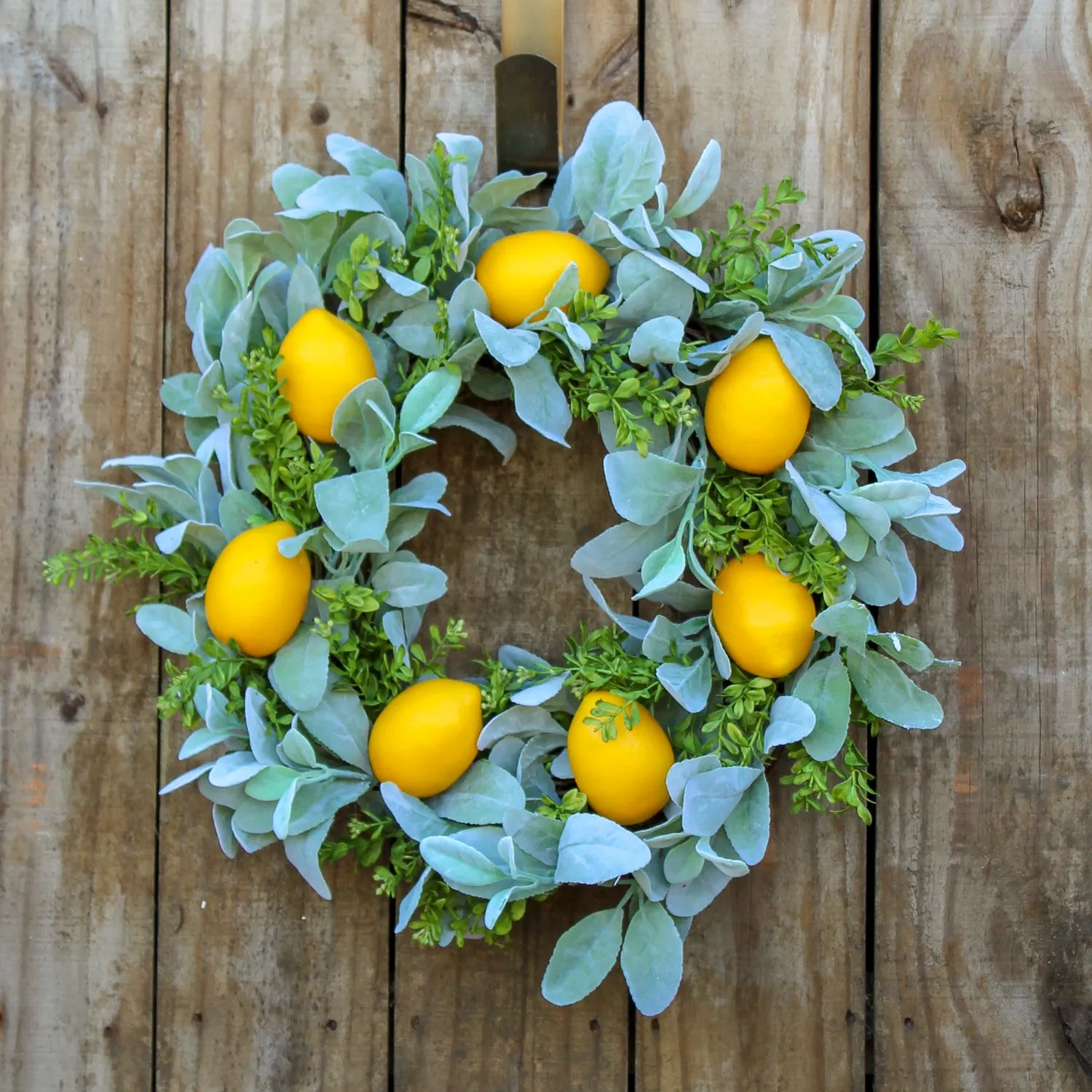 Citrus Lemon, Lamb's Ear, & Boxwood All Season Spring Front Door Wreath