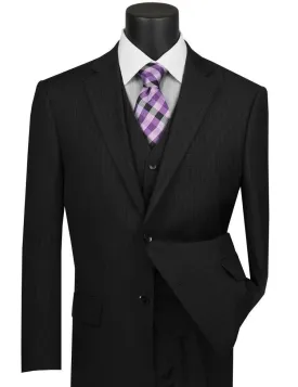 Classic Fit Tone on Tone Pinstripe Suit Color Black