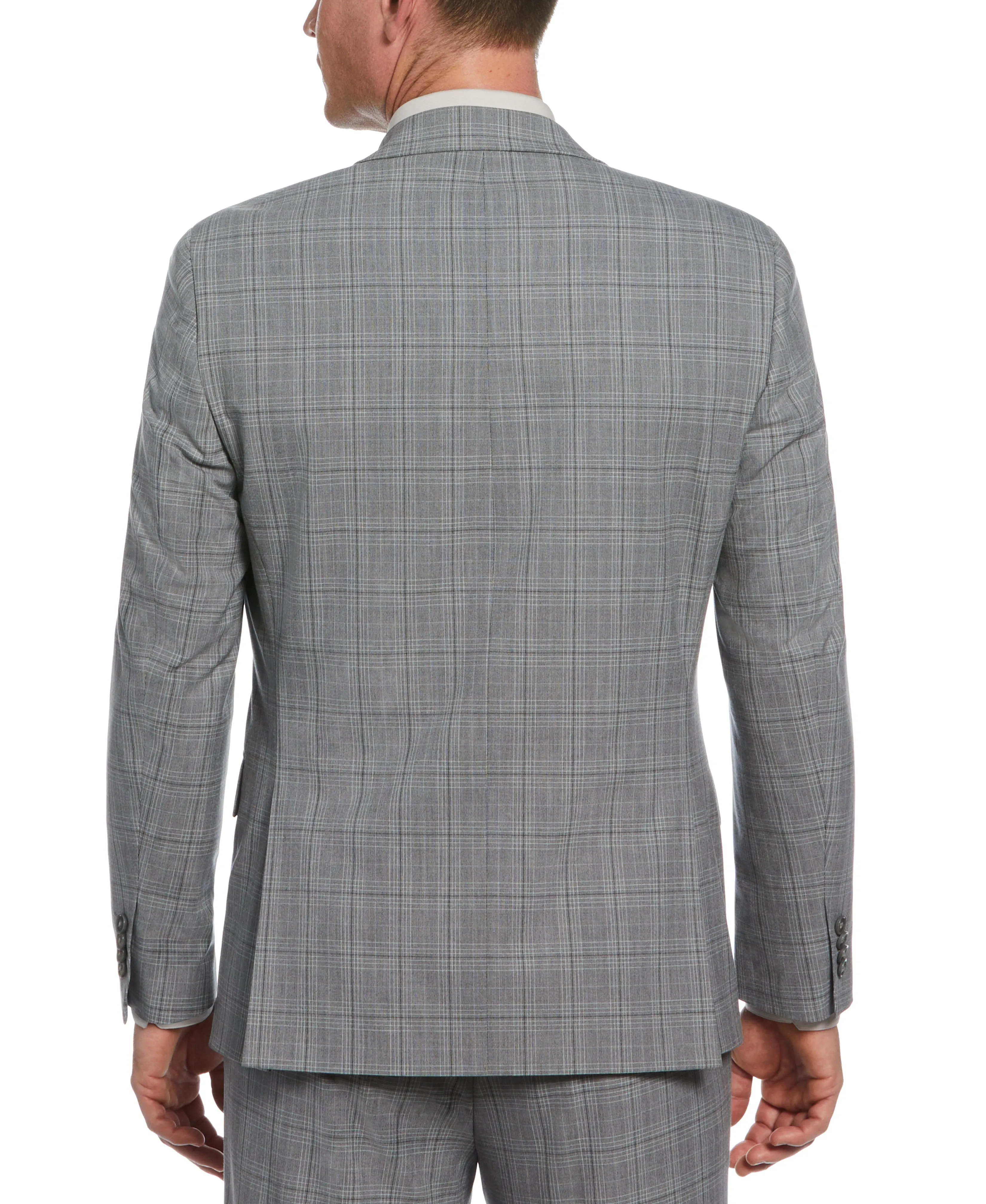 Classic Grey Stretch Plaid Suit