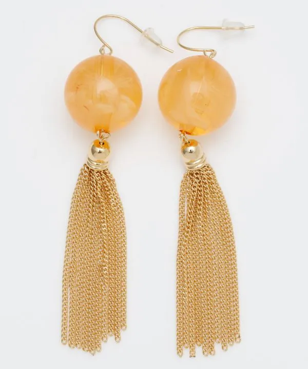 Clear Ball Tassel Statement Earrings