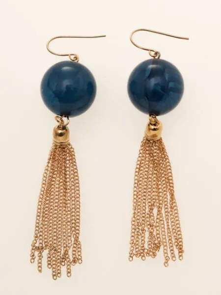 Clear Ball Tassel Statement Earrings