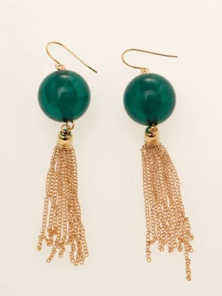 Clear Ball Tassel Statement Earrings