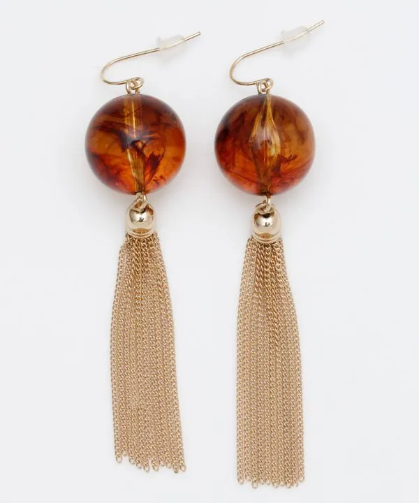 Clear Ball Tassel Statement Earrings