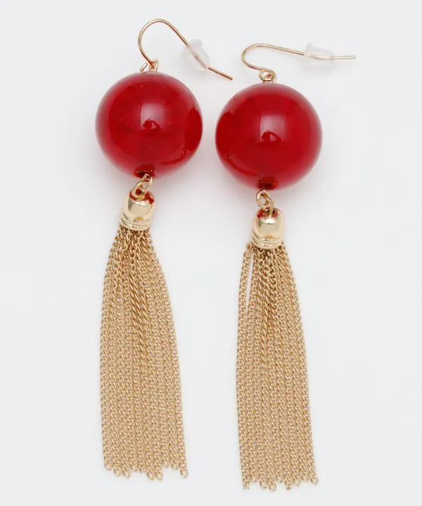 Clear Ball Tassel Statement Earrings