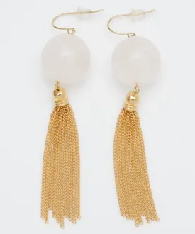 Clear Ball Tassel Statement Earrings