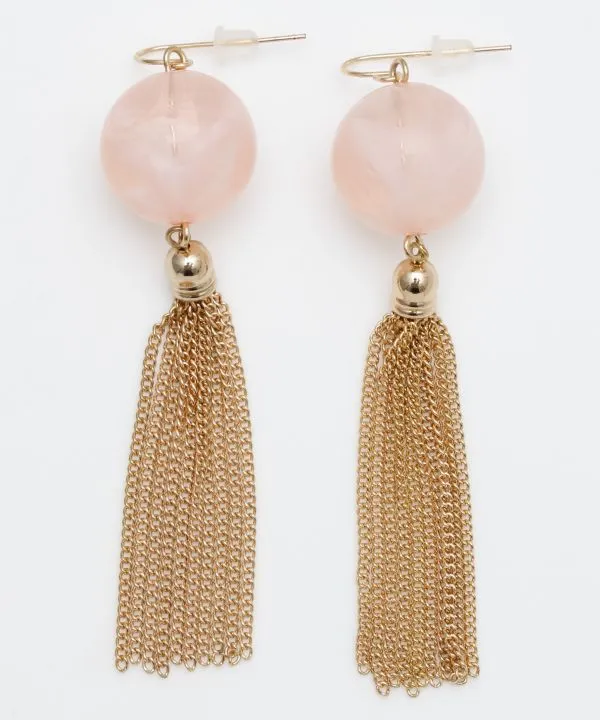 Clear Ball Tassel Statement Earrings