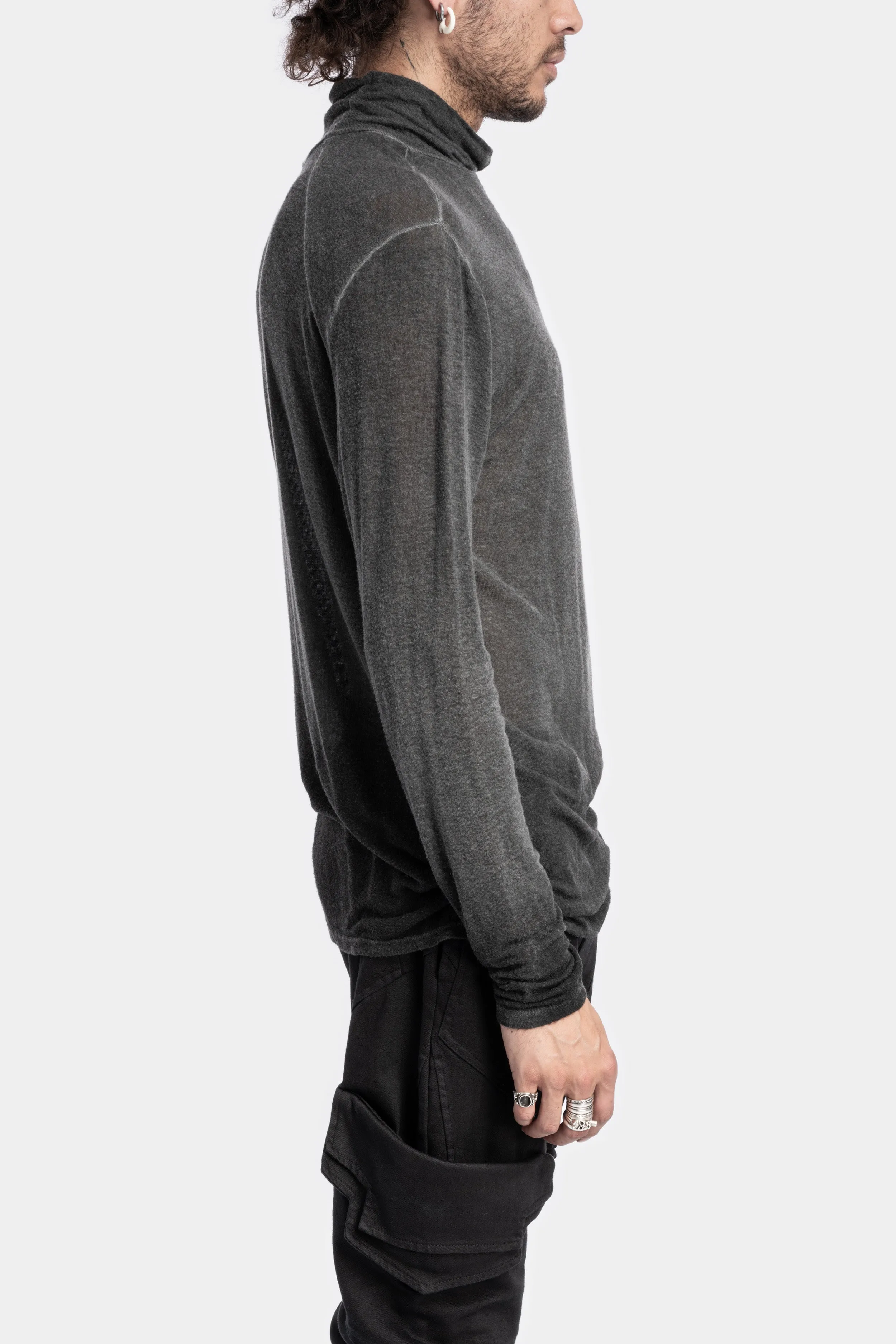 Cold dyed high neck sweater