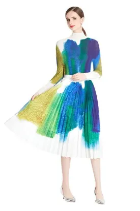 Color Splash Pleated 2PC Skirt Set