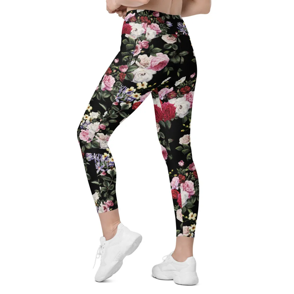 Colorful Roses Leggings with Pockets