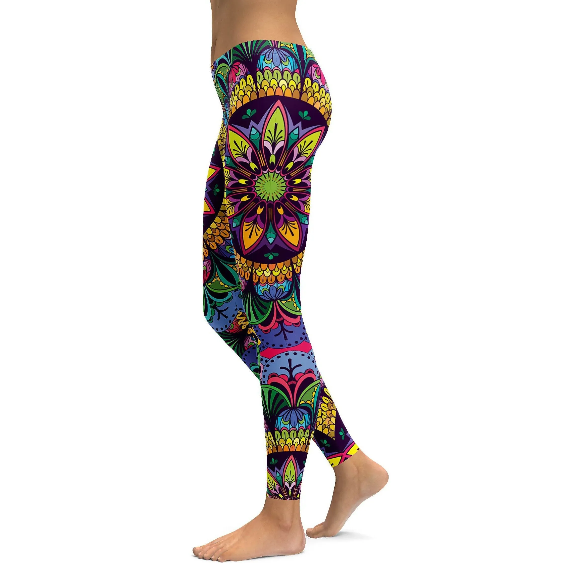 Colorful Yellow Mandala Leggings