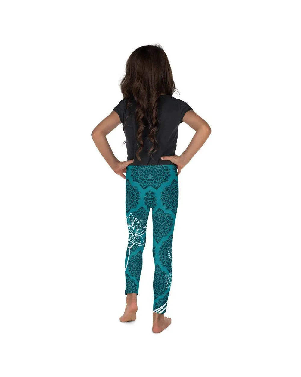 Cyan Blue Lotus Kid's Leggings