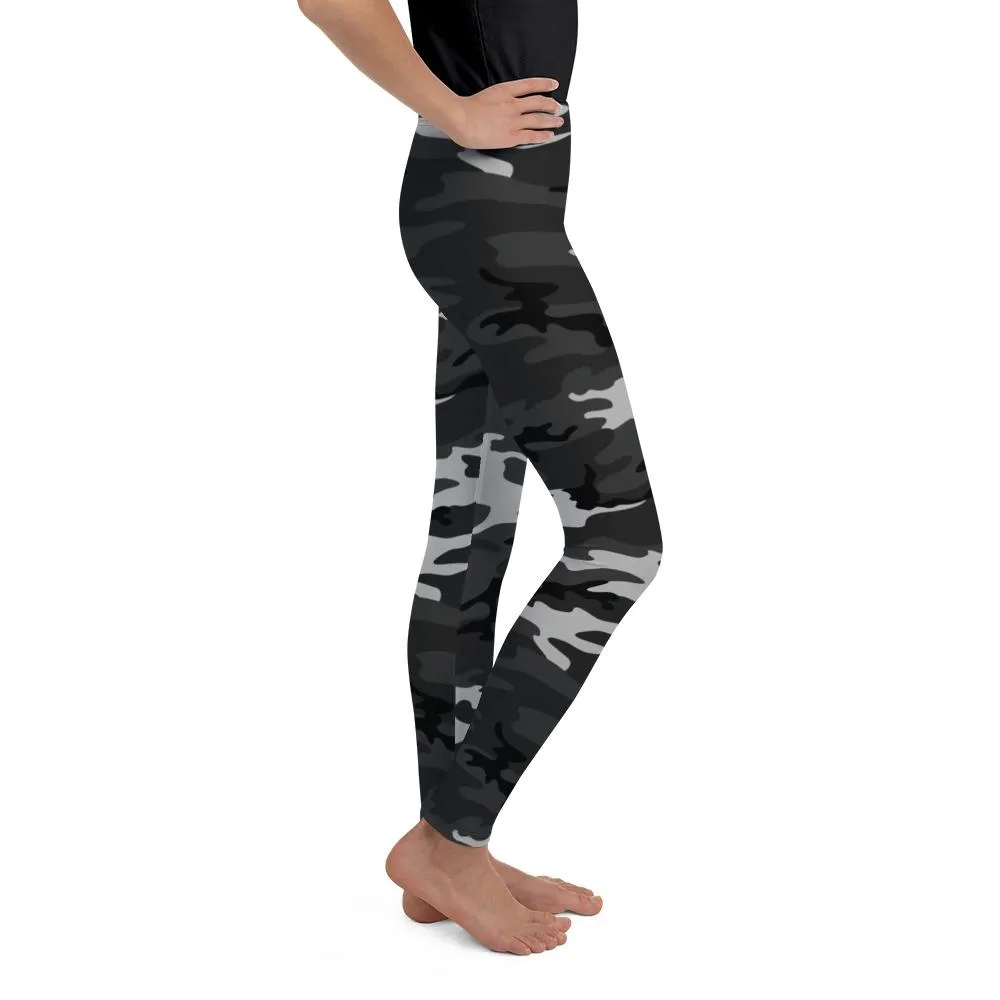 Dark Grey Camo Youth Leggings