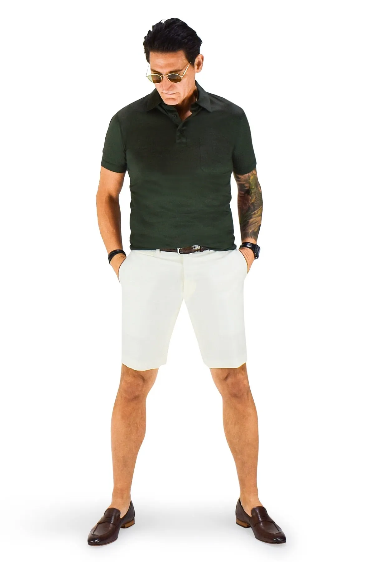 David August Off White Summer Wool Linen Shorts - Cut-to-Order