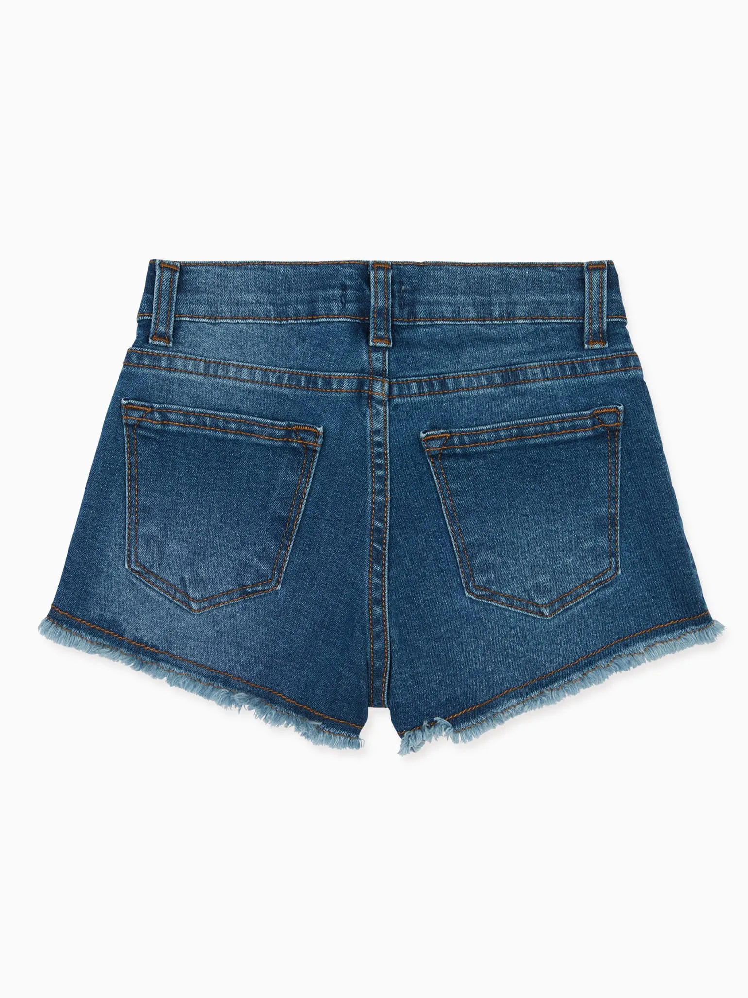 Denim Blue Fleca Girl Cotton Shorts