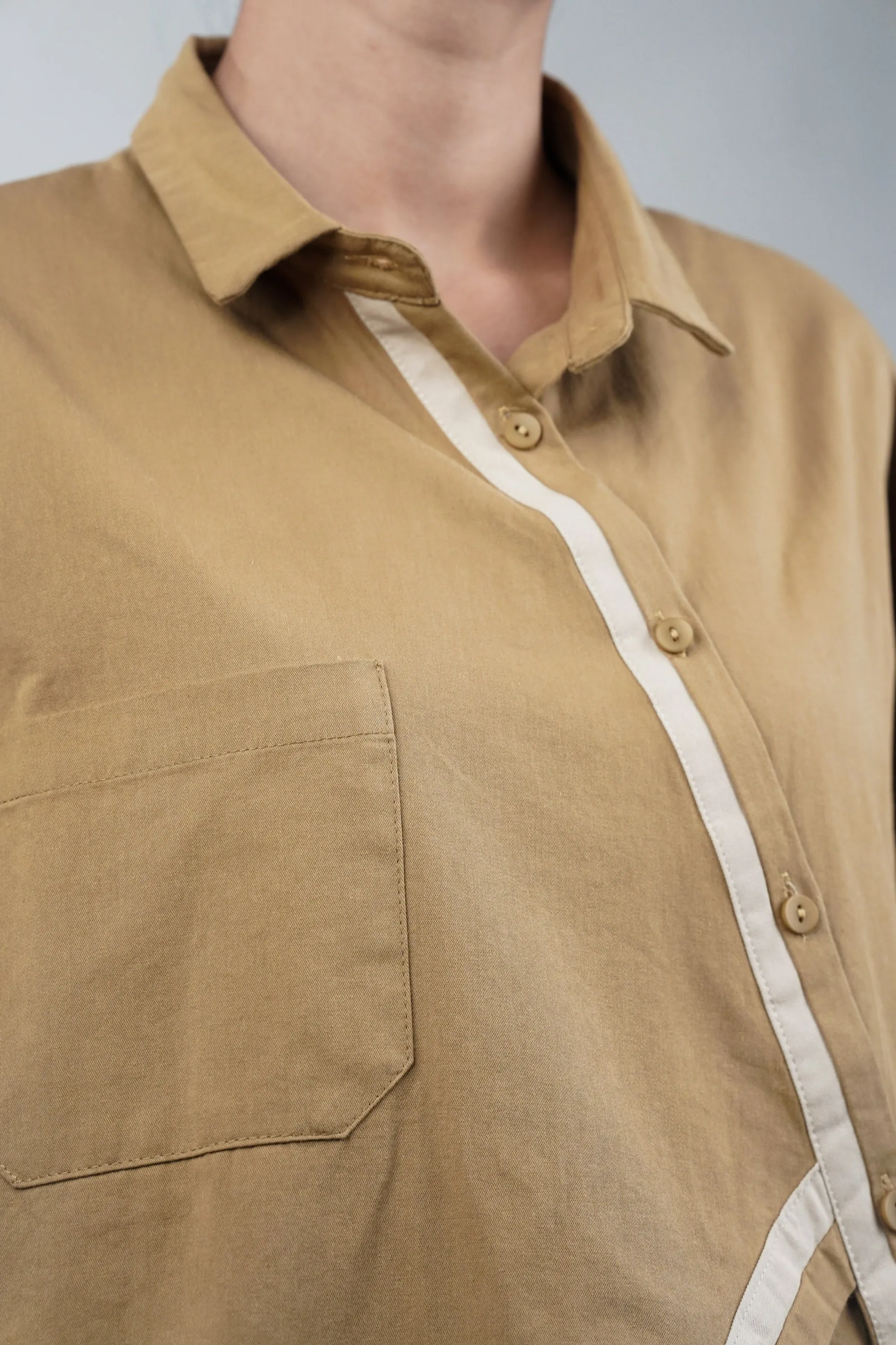 Diagonal Placket & Asymmetric Hem Shirt