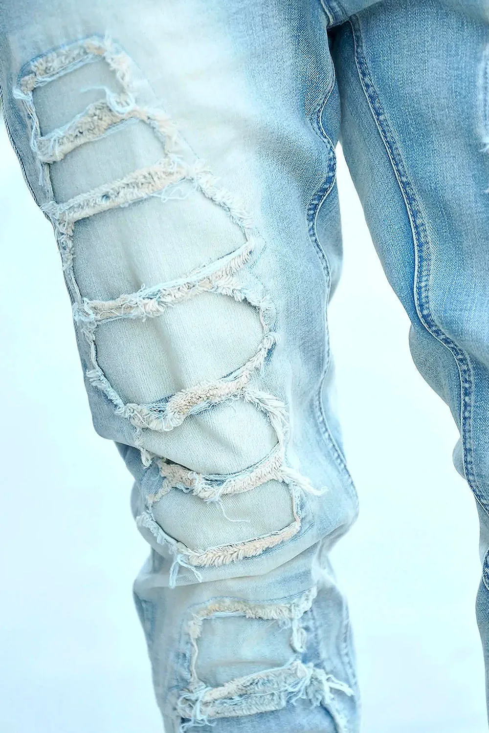 Distressed Inner Patched Denim Jeans