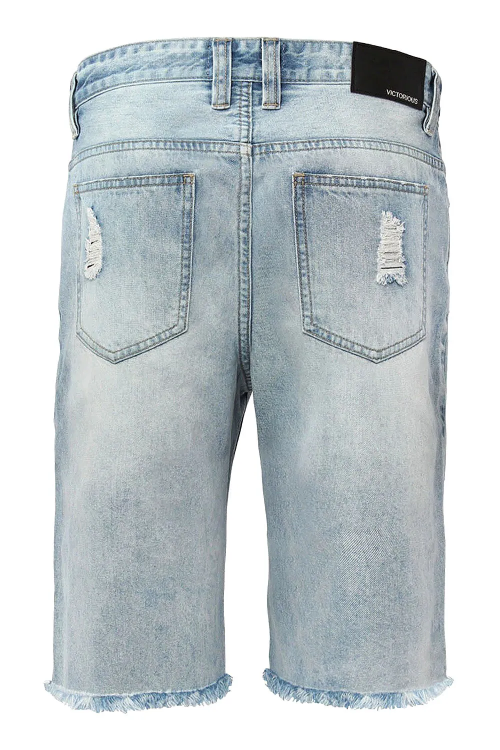 Distressed Repaired Denim Shorts