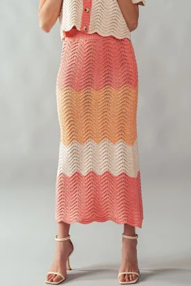 Dreamers by Debut Thick Waistband Crochet Knit Maxi Skirt