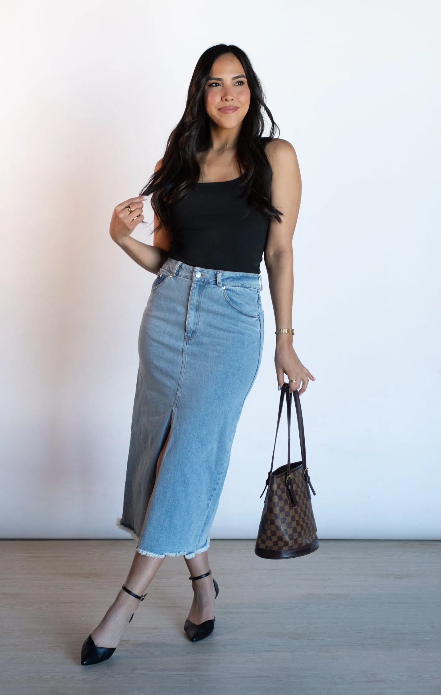 Ease My Mind Denim Midi Skirt