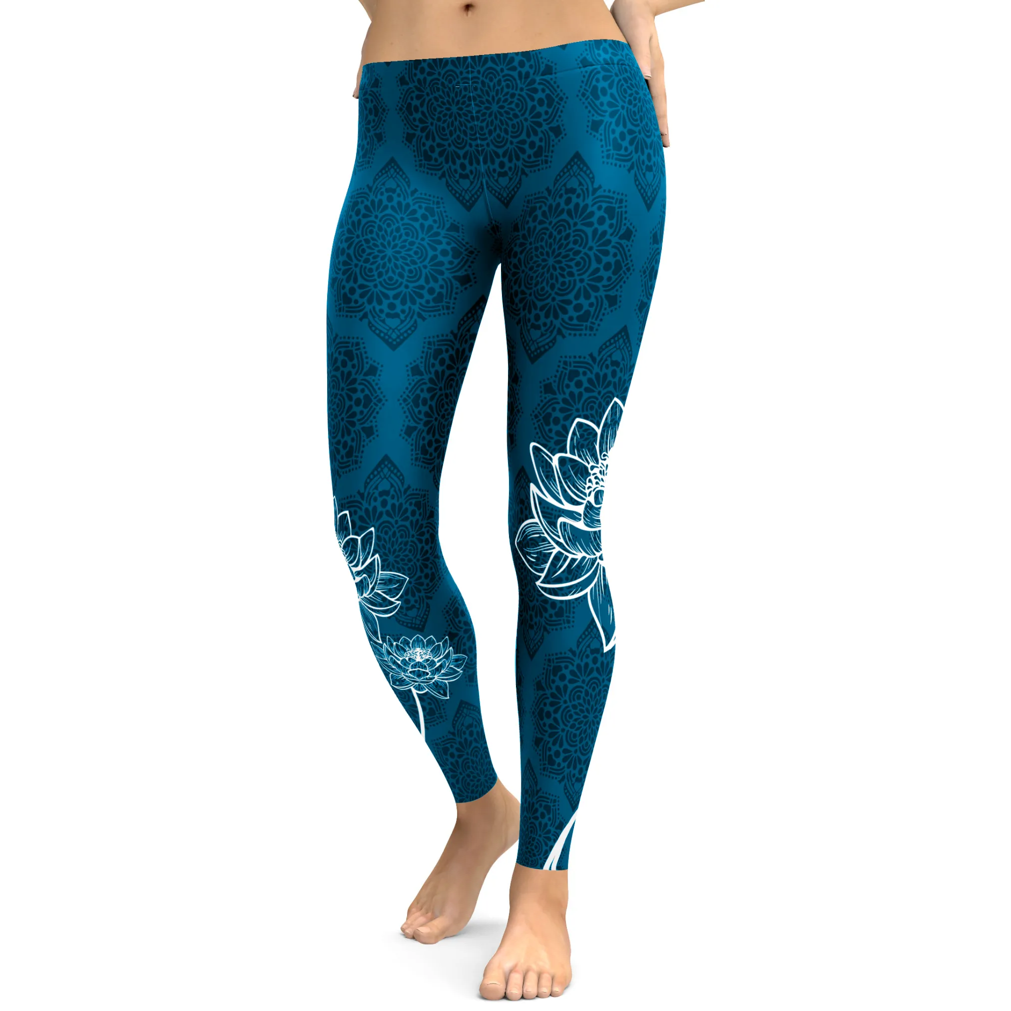 Electric Blue Lotus Leggings