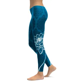 Electric Blue Lotus Leggings