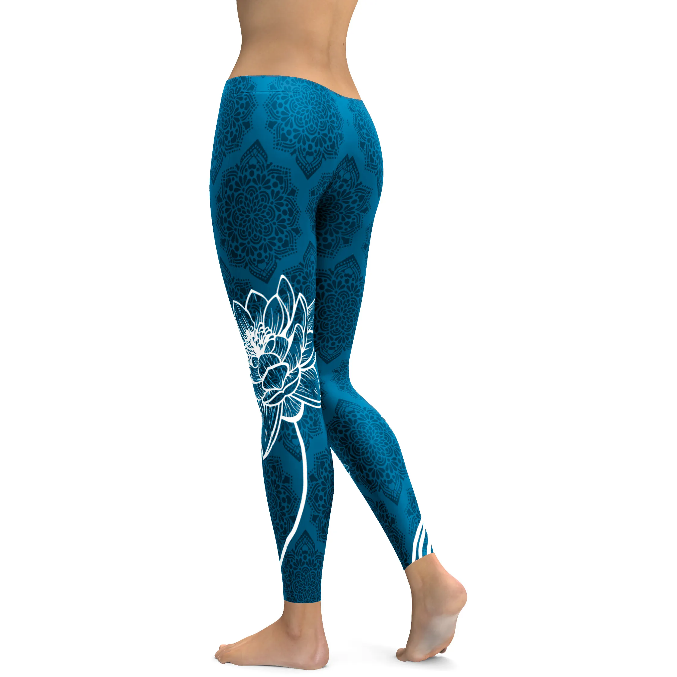 Electric Blue Lotus Leggings