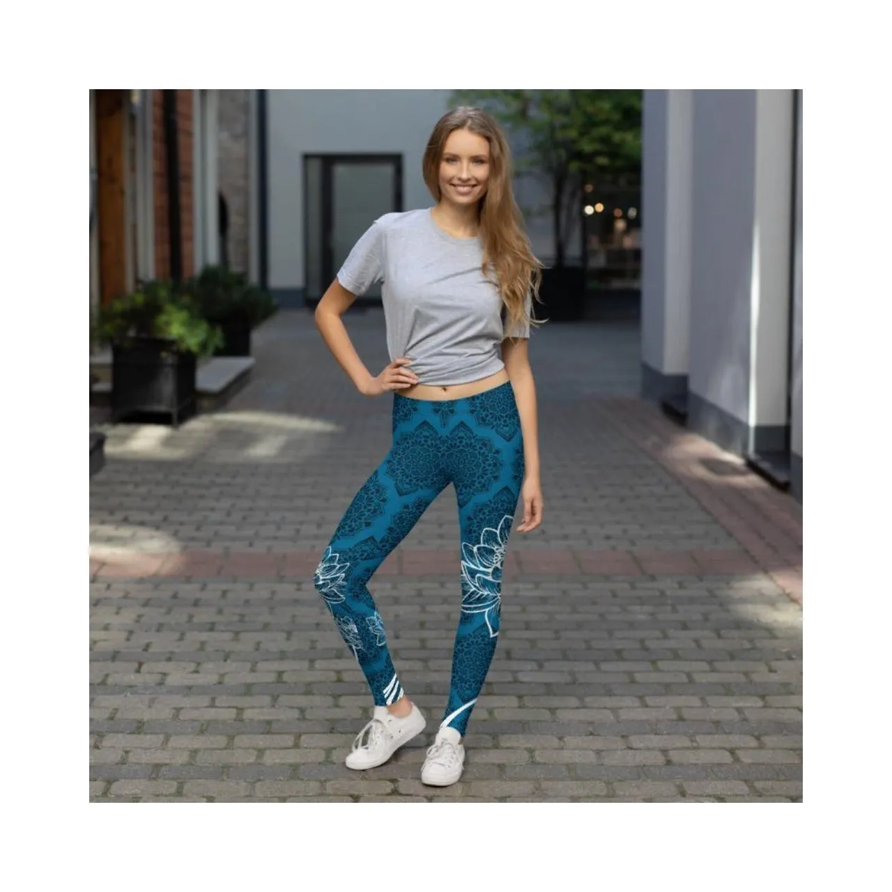 Electric Blue Lotus Leggings