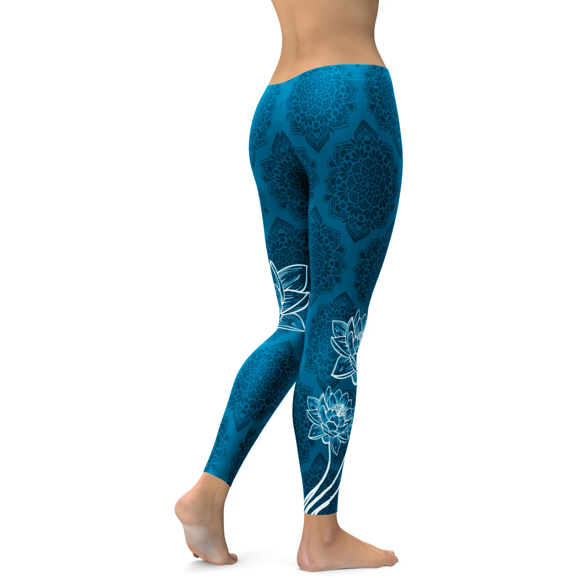 Electric Blue Lotus Leggings