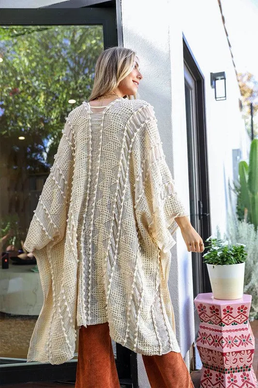 Embroidered Zig Zag Soft Kimono available in Sage Cream Black and Rust