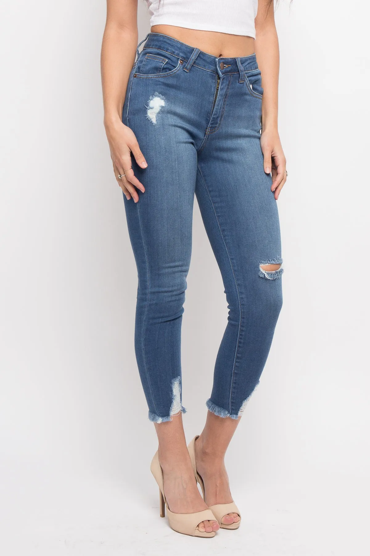 Essential Distressed Cropped Jeans