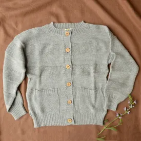 Everyday Cardigan - Alpaca/Merino - Pebble Grey (9-12y  Women 8-12)