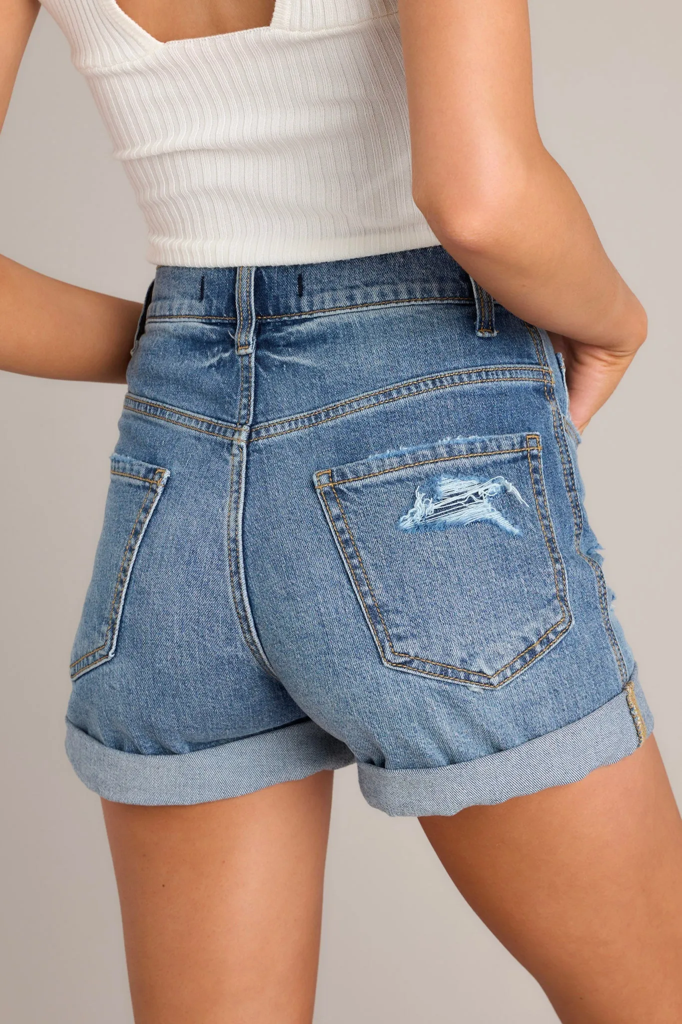 Evolving Reflections Medium Wash Denim Shorts