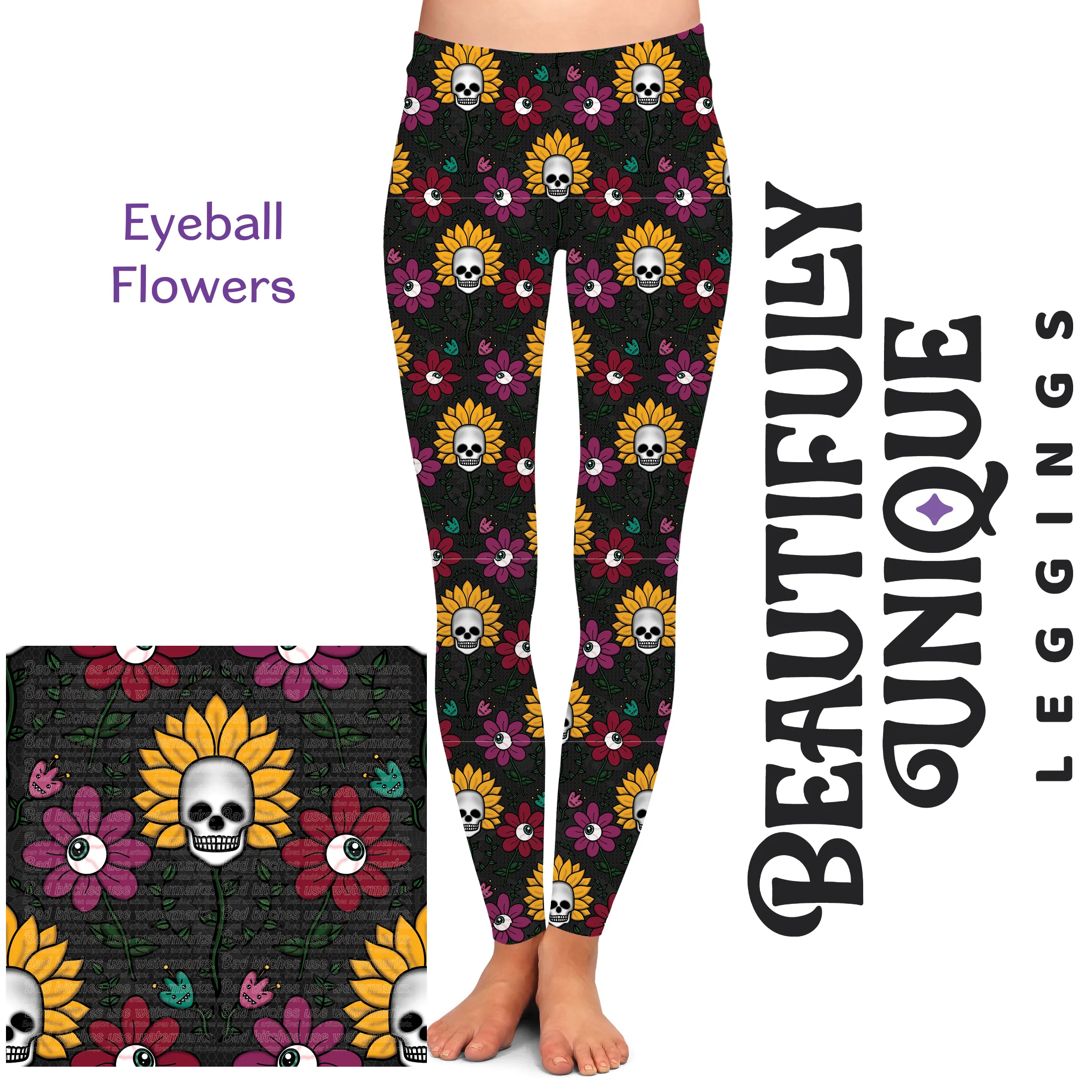 Eyeball Flowers (Exclusive) - High-quality Handcrafted Vibrant Leggings