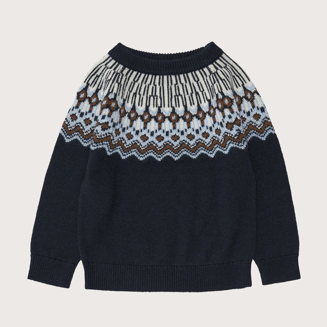 Fair Isle Sweater - 100% Merino - Dark Navy (2-12y)