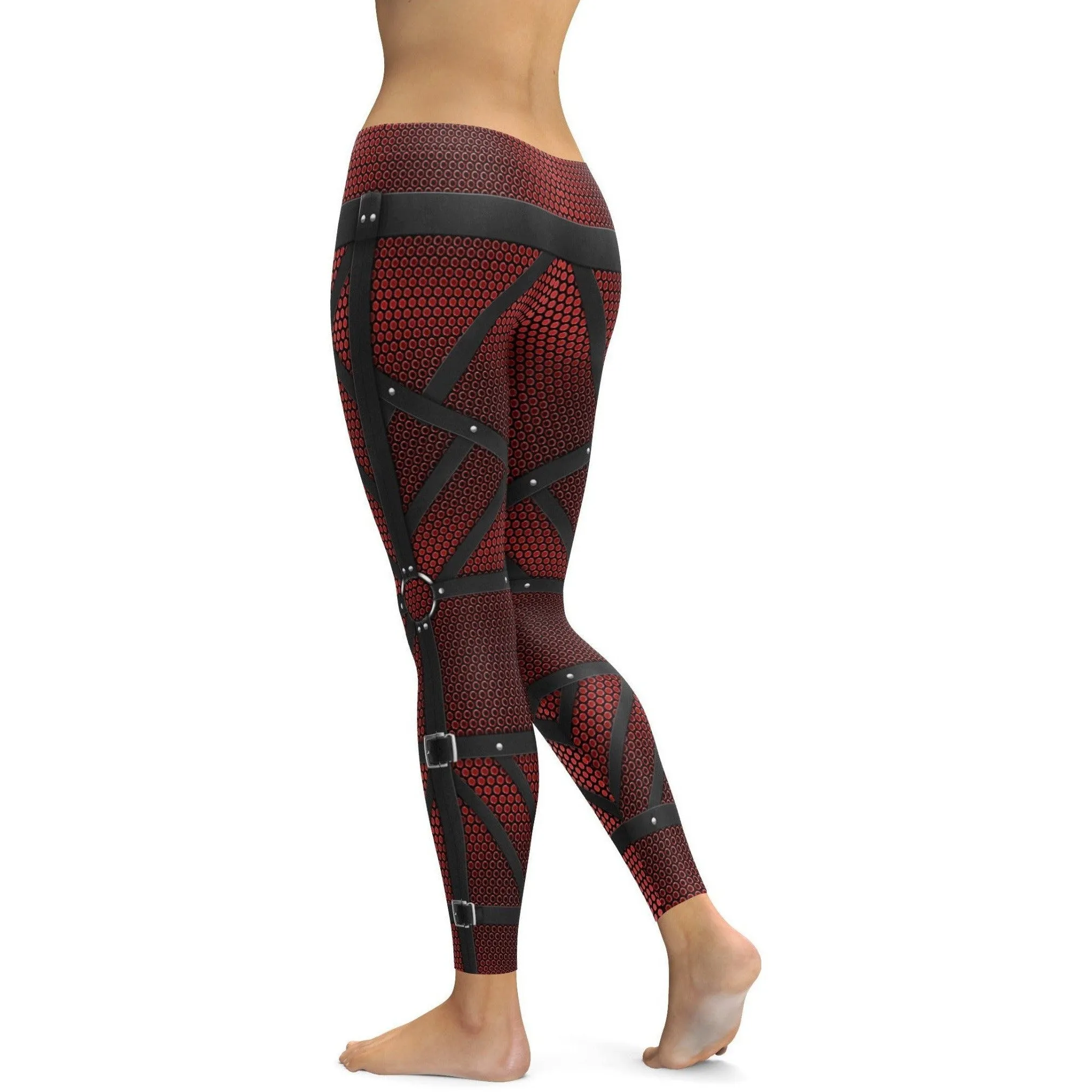 Faux Carbon and Belts Leggings