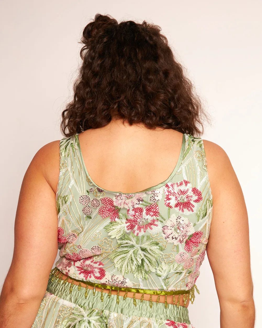 Frolicking Fantasy Floral Sequin Top